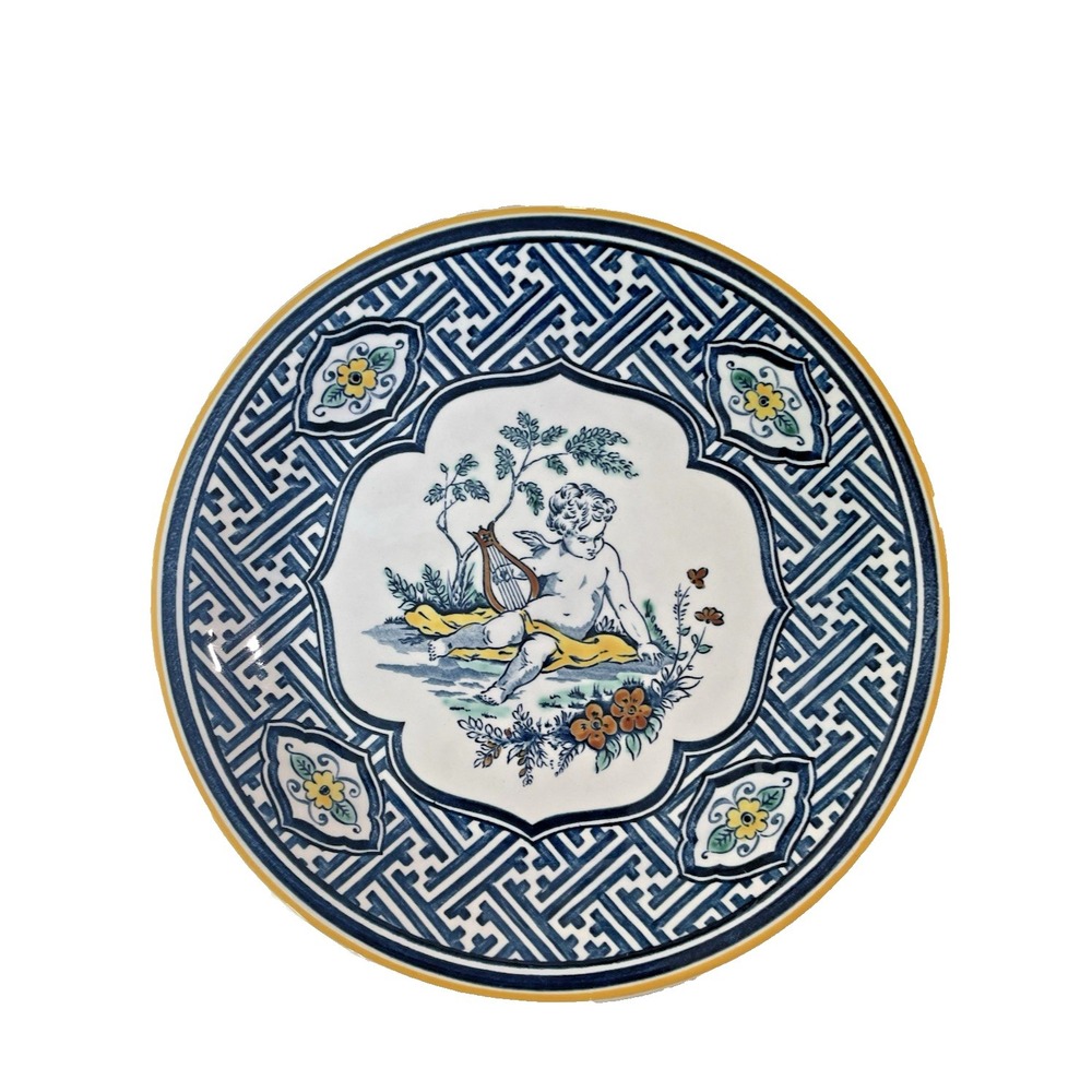 Vtg Villeroy & Boch Decorative Angel Putti Porcelain Plate Haarlem Blue/White